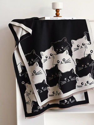 Cute Cat Pattern Knitted Scarf - Makw Official Site