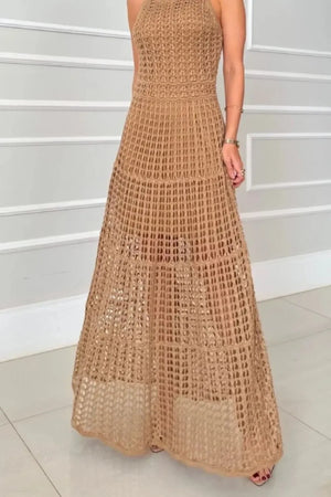 Hollowed-Out Sleeveless Maxi Dress - Makw Official Site