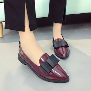 Point Toe Loafers with Bow - Makw Official Site