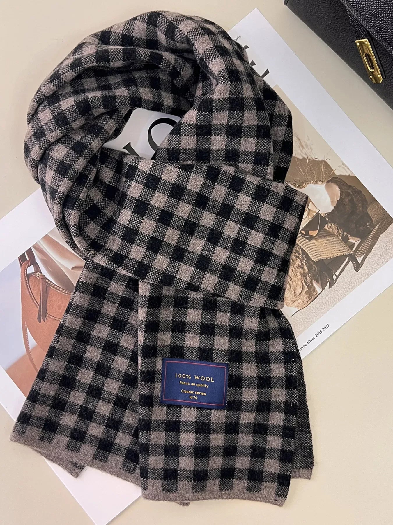 100% Wool Plaid Scarf - Makw Official Site