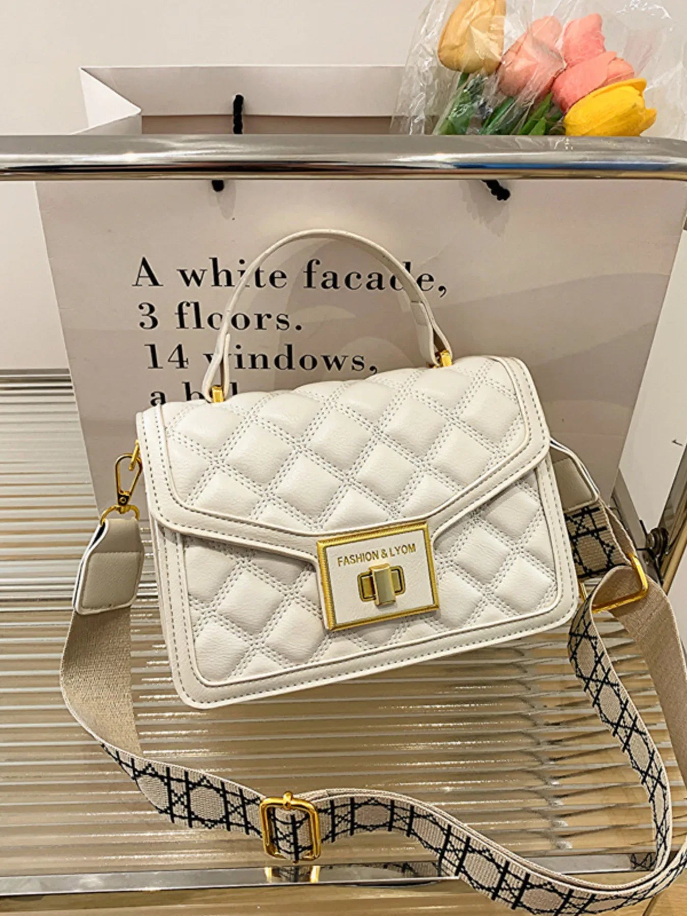 Quilted Adjustable Strap Shoulder Bag - Makw Official Site