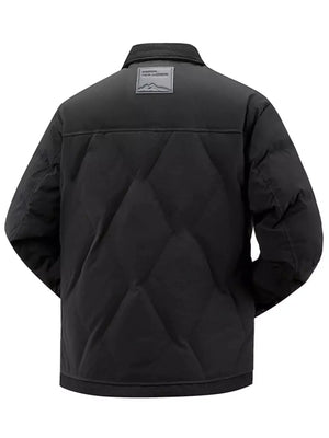 Men's Plus Size Quilted Snap-Down Padded Coat - Makw Official Site