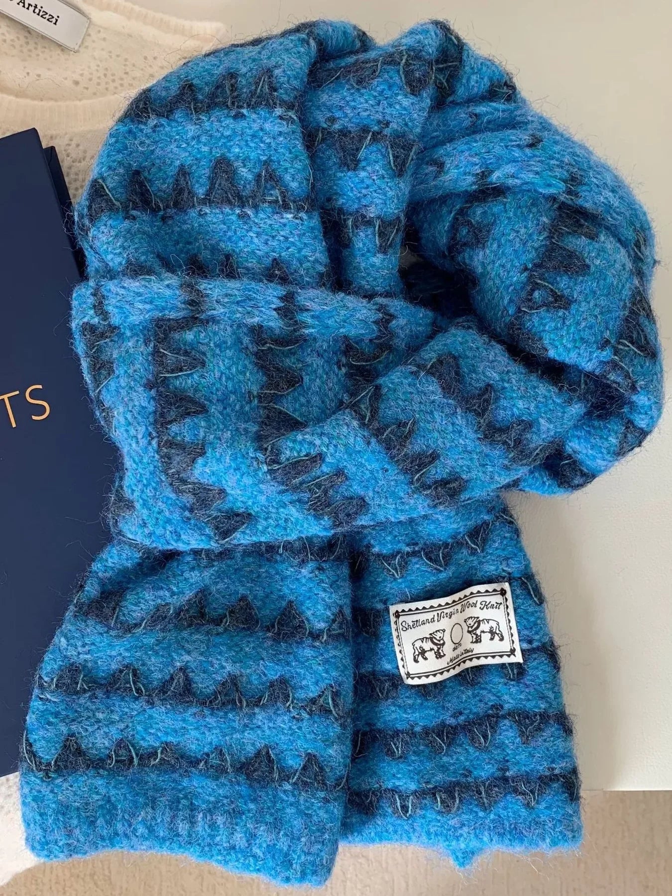 Vintage Knitted Pattern Scarf - Makw Official Site