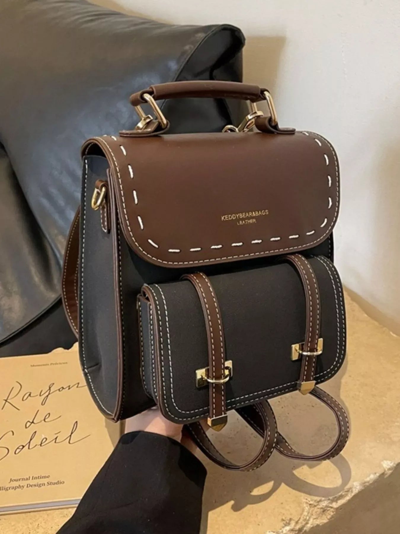 Vintage Style Leather Backpack Bag - Makw Official Site