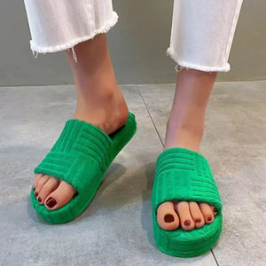 Open Toe Platform Slippers - Makw Official Site