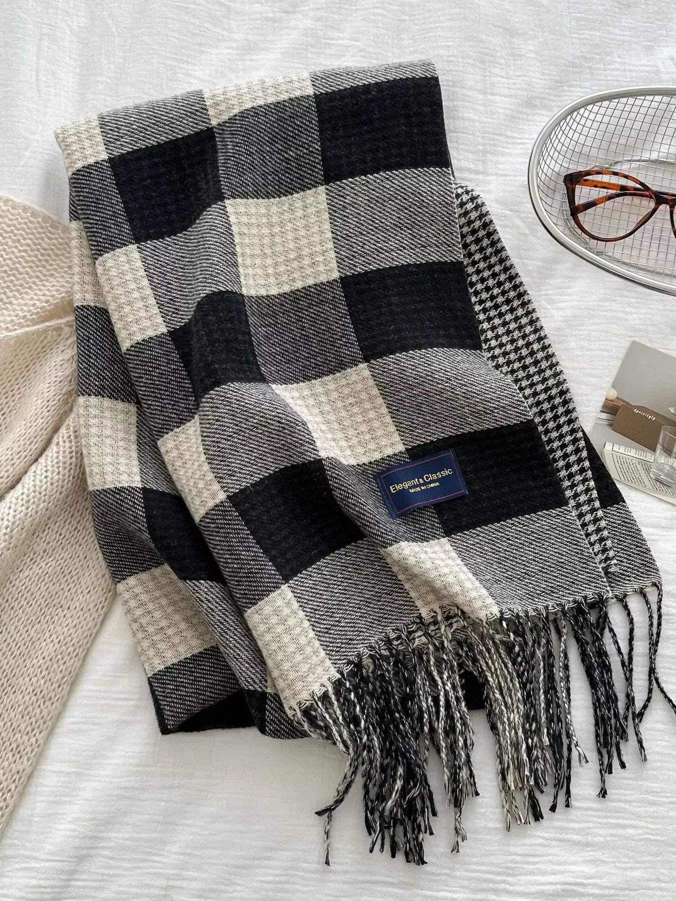 Plaid Tassel Winter Scarf - Makw Official Site