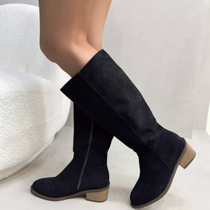 Side Zipper Closure Suede Knee-High Boots - Makw Official Site