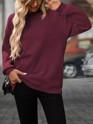 Casual Solid Color Long Sleeve Sweatshirt - Makw Official Site