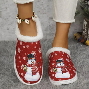 Christmas Snowman Plush Lined Slippers - Makw Official Site