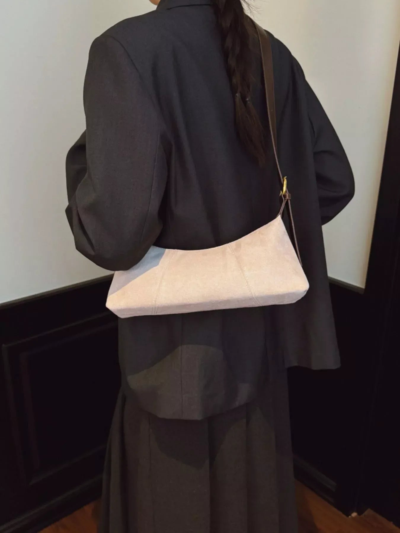 Vintage Suede Hobo Shoulder Bag - Makw Official Site