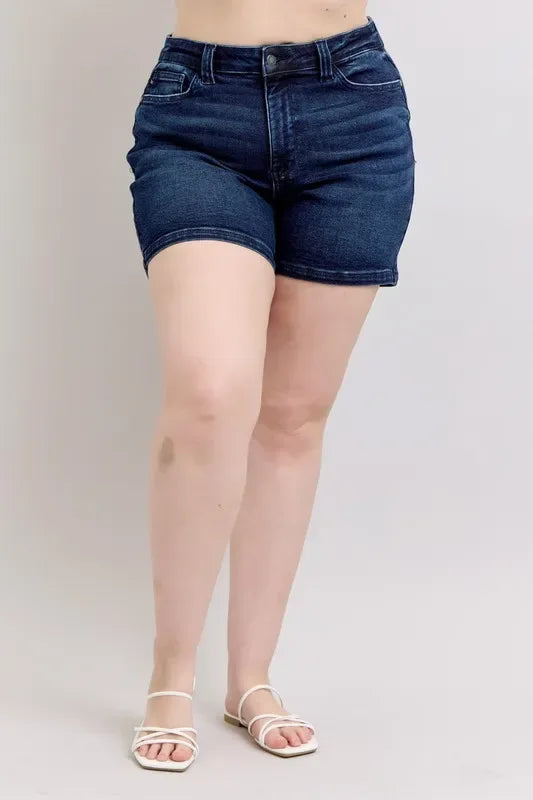 Judy Blue Full Size High Waist Back Flap Pocket Denim Shorts Plus Size - Makw Official Site