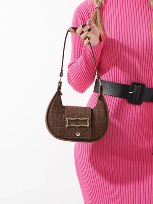 Crocodile Embossed Flap Shoulder Bag - Makw Official Site