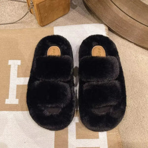 Fuzzy Open Toe Slippers - Makw Official Site