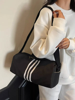 Striped Adjustable Strap Duffel Bag - Makw Official Site