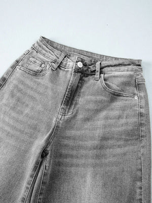 High Waist Wide Leg Washed Jeans - Makw Official Site