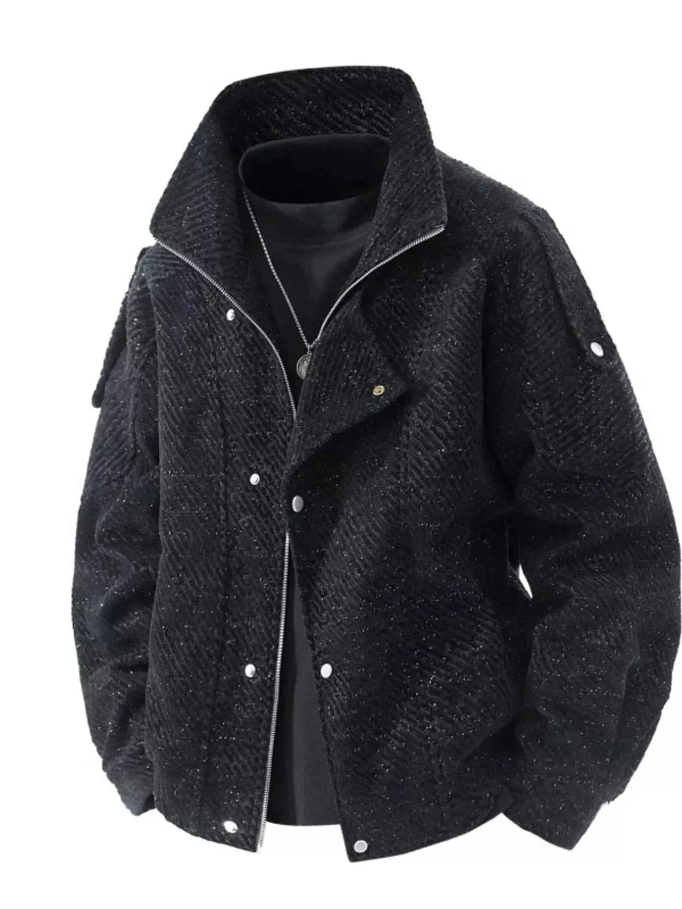 Men's Plus Size Snap Down Long Sleeve Jacket