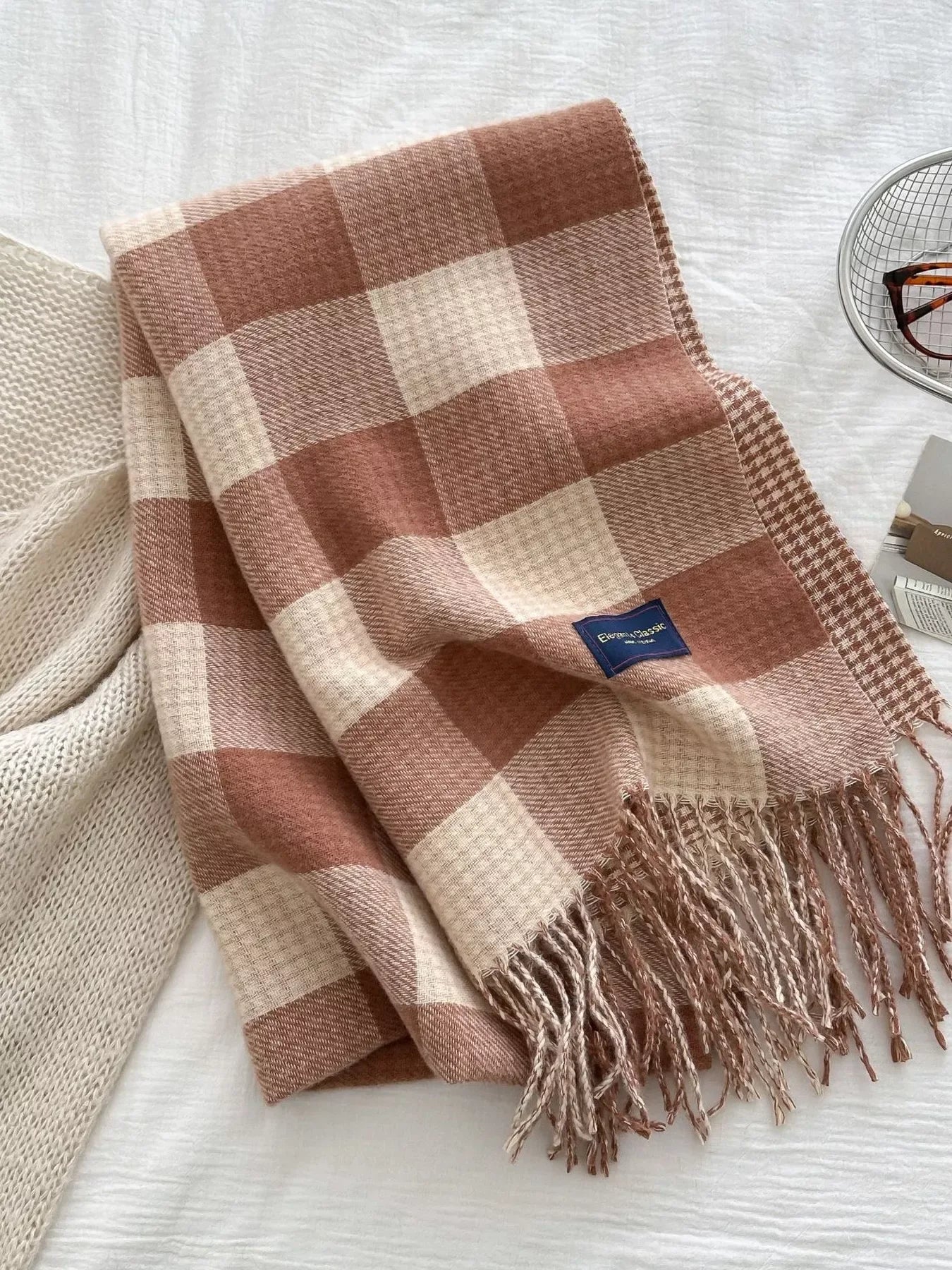 Plaid Tassel Winter Scarf - Makw Official Site