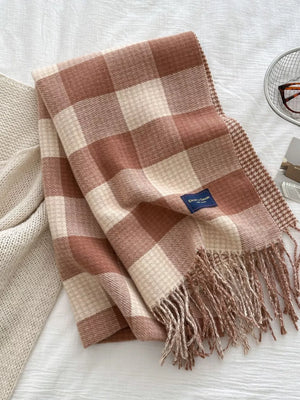 Plaid Tassel Winter Scarf - Makw Official Site