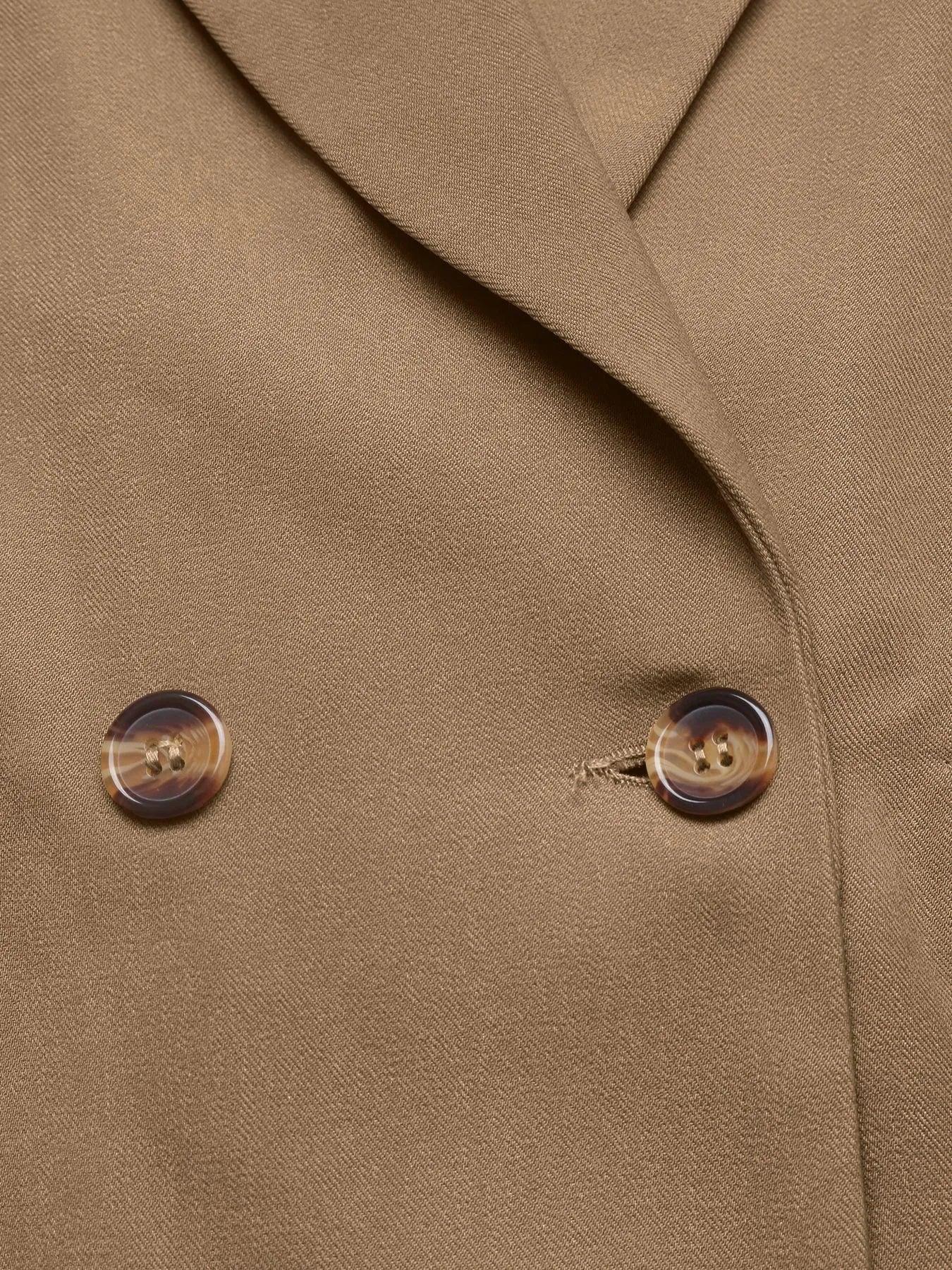 Lapel Collar Leopard Cuff Long Sleeve Blazer - Makw Official Site