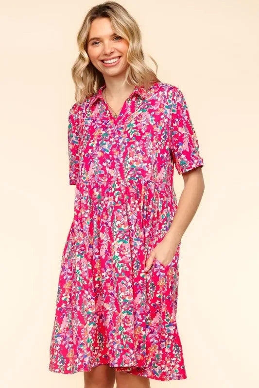 Haptics Johnny Collar Babydoll Dress with Side Pockets - Makw Official Site