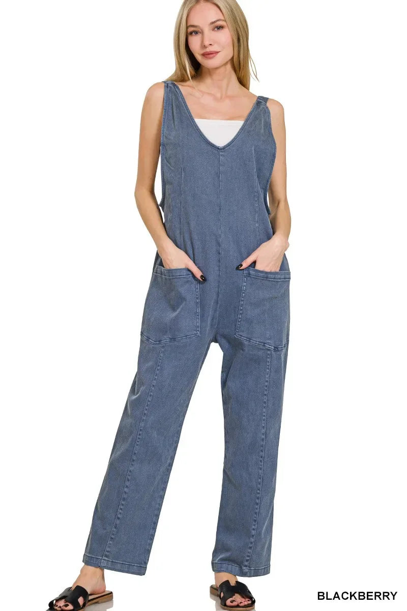 Zenana Casual Adjustable Strap Baggy Jumpsuit With Pocket - Makw Official Site