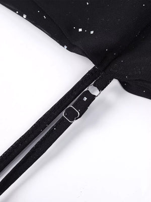 Glitter Ruched Long Sleeve Mermaid Maxi Dress - Makw Official Site