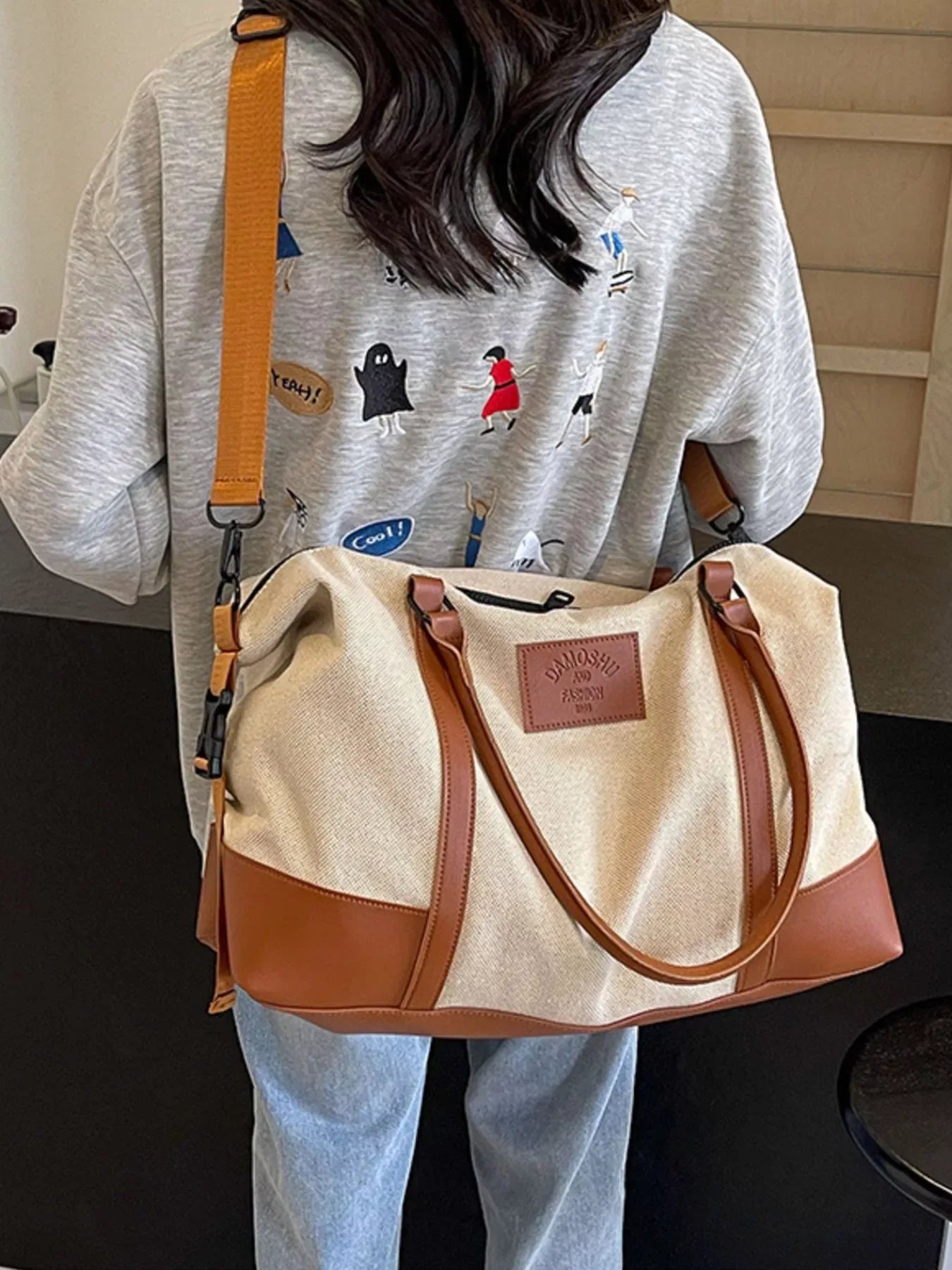 Canvas Leather Trim Travel Bag - Makw Official Site