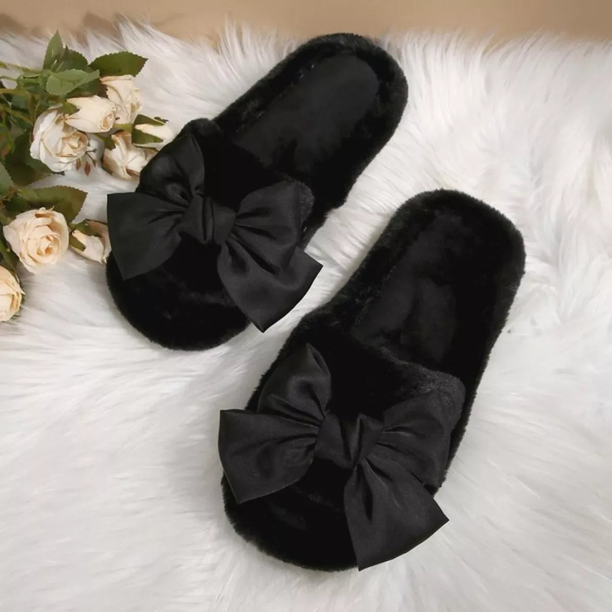 Bow Open Toe Flats Slippers - Makw Official Site