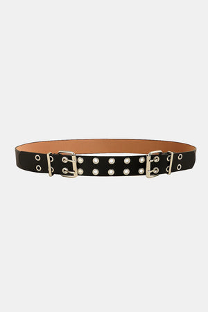 PU Leather Two Row Eyelet Belt - Makw Official Site