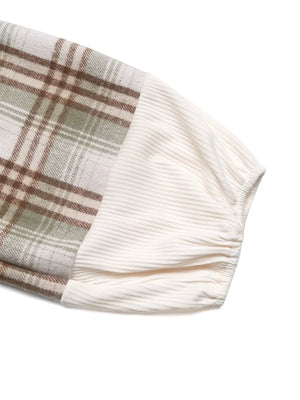 Plaid V-Neck Button Front Sweatshirt - Makw Official Site