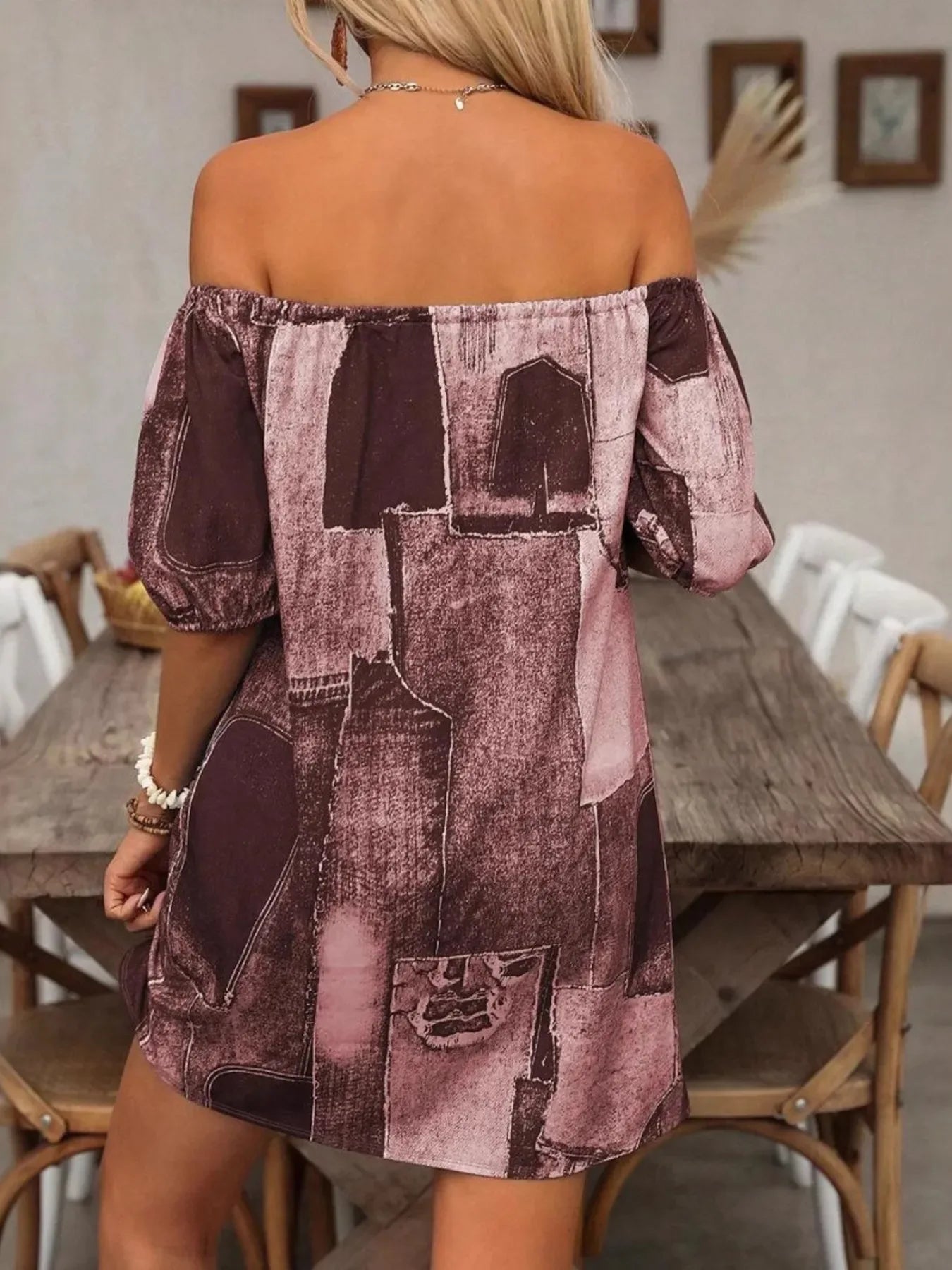 Patchwork Off Shoulder Denim Mini Dress - Makw Official Site