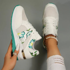 Floral Mesh Wedge Athletic - Makw Official Site