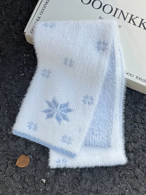 Fluffy Snowflake Pattern Winter Scarf - Makw Official Site