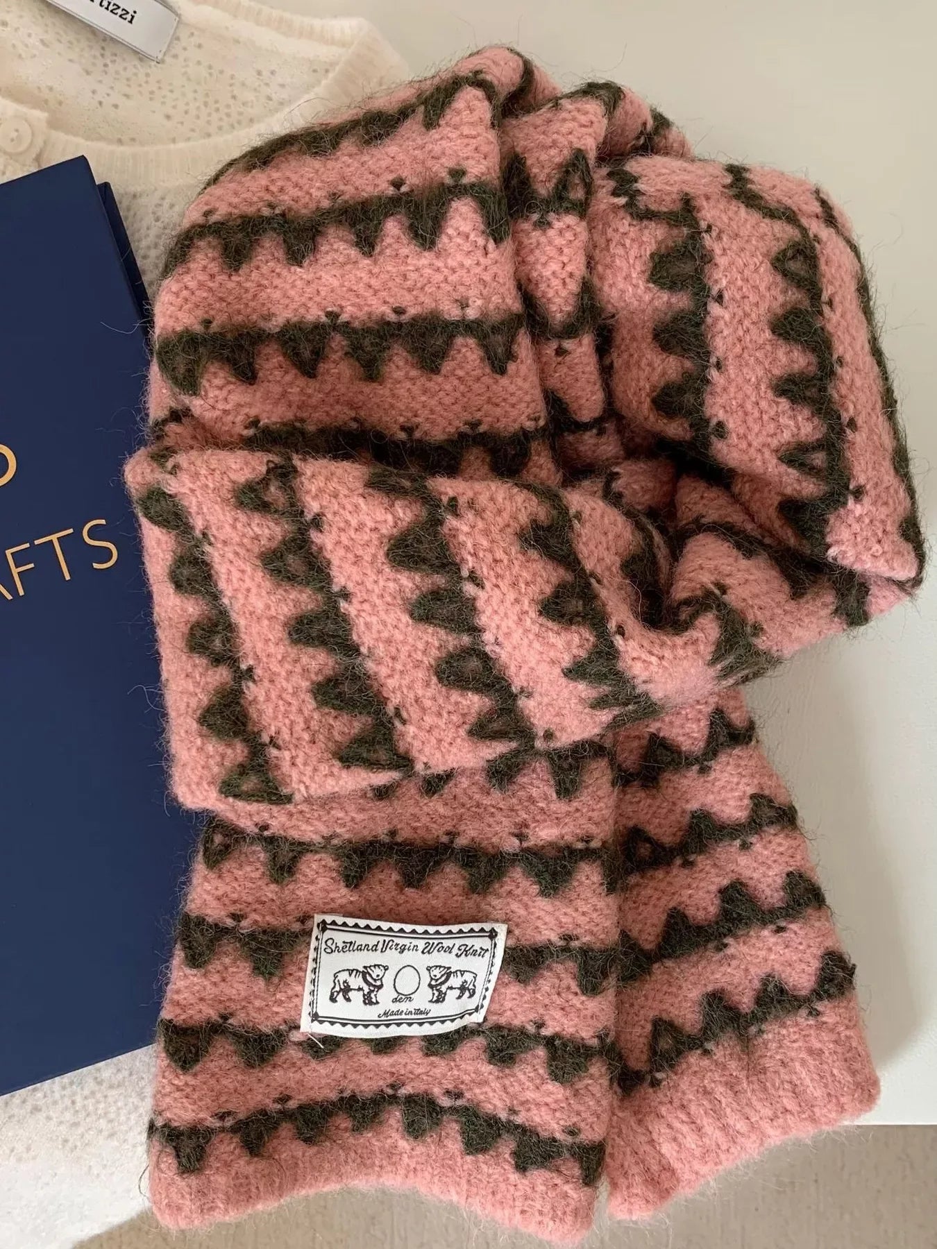 Vintage Knitted Pattern Scarf - Makw Official Site