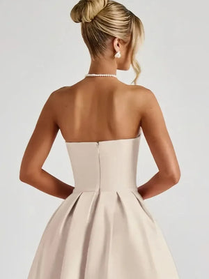 Solid Color Tube Midi Dress - Makw Official Site