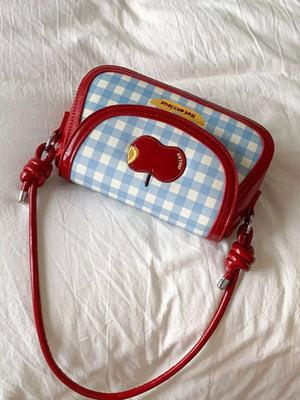 Apple Gingham Shoulder Bag - Makw Official Site