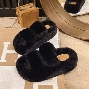 Fuzzy Open Toe Slippers - Makw Official Site