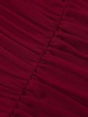 Halter Neck Ruched Slit Maxi Dress - Makw Official Site