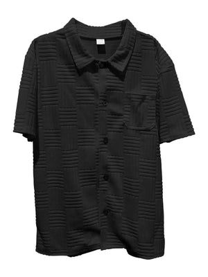 Men's Full Size Button Up Short Sleeve Top and Shorts Set Plus Size - Makw Official Site