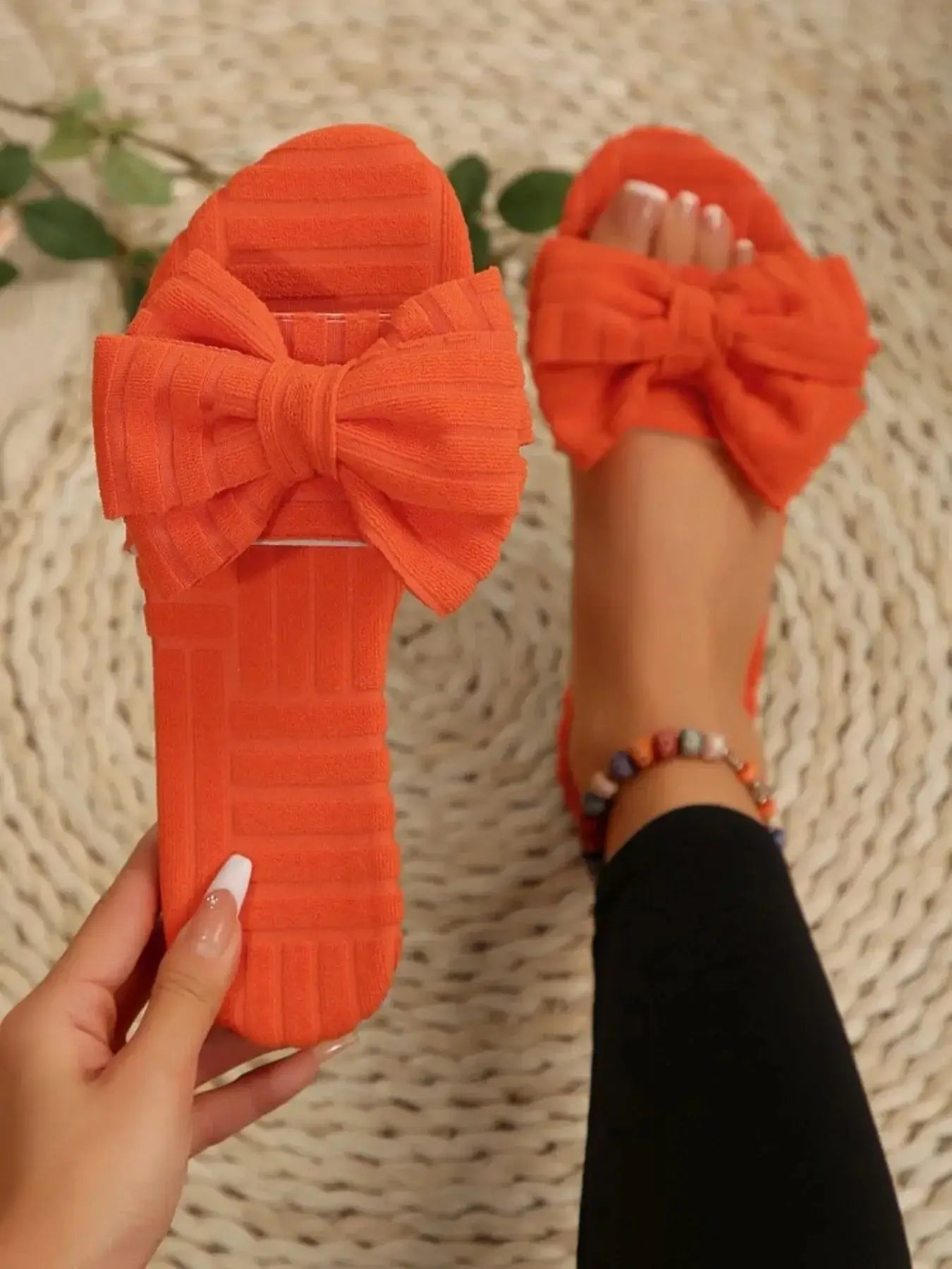 Bow Knot Open Toe Slippers - Makw Official Site