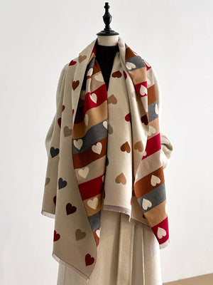 Heart Pattern Warm Scarf - Makw Official Site