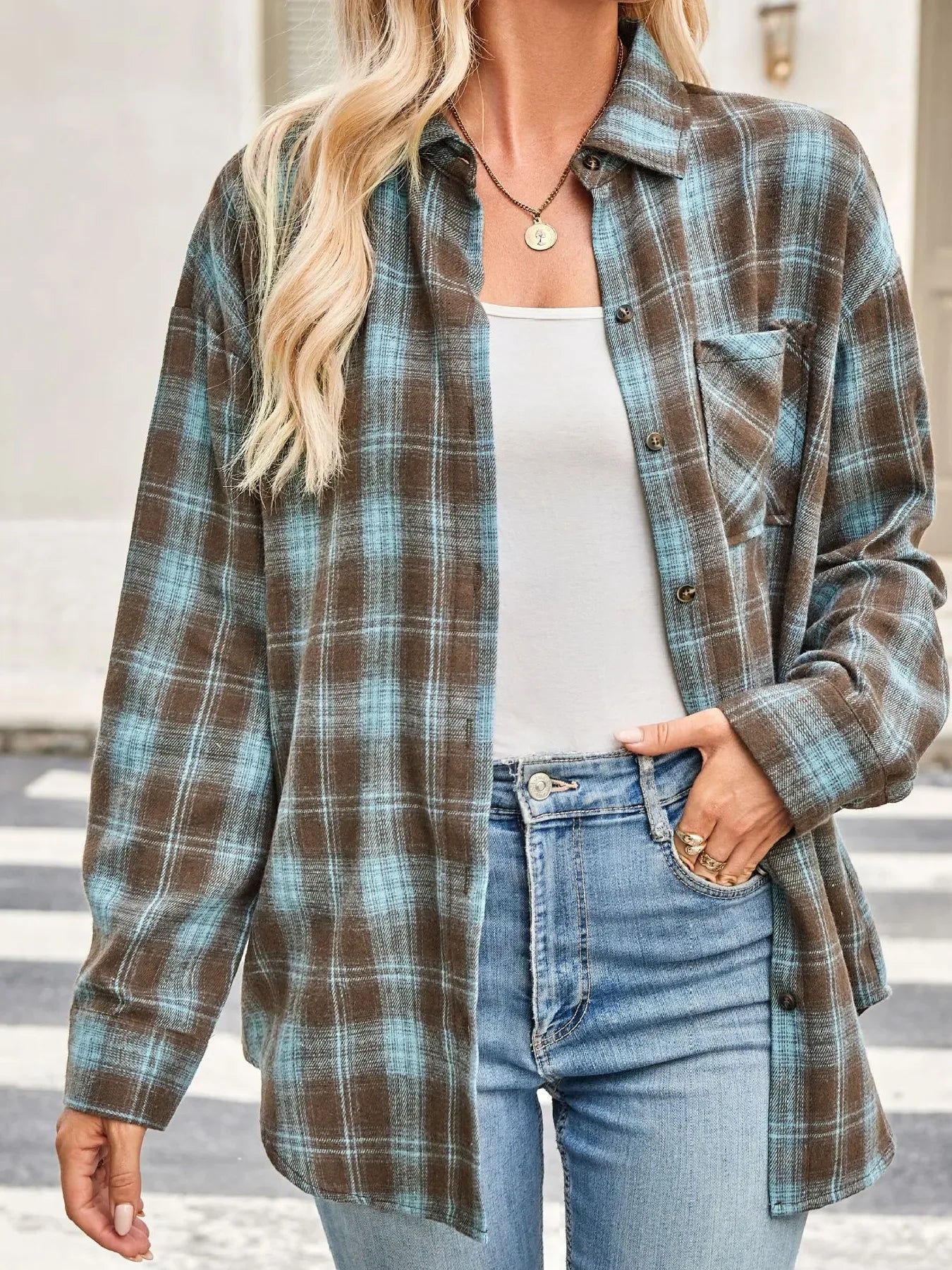 Plaid Button Up Long Sleeve Shirt - Makw Official Site