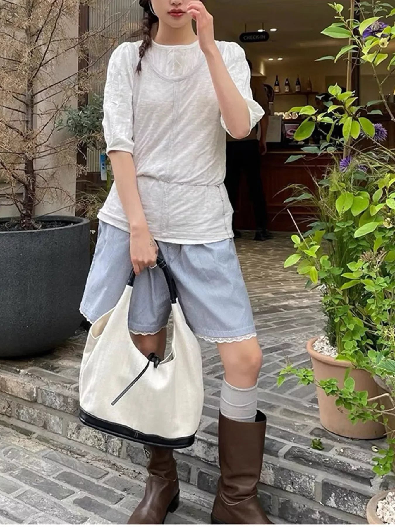 Tie Detail Shoulder Bag - Makw Official Site