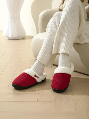 Horn Buckle Furry Texture Flat Slippers - Makw Official Site