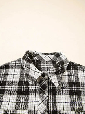 Plaid Print Chest Pockets Buttoned Shirt - Makw Official Site