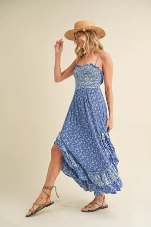 Aemi + Co Ditsy Floral Ruffled Hem Maxi Cami Dress - Makw Official Site
