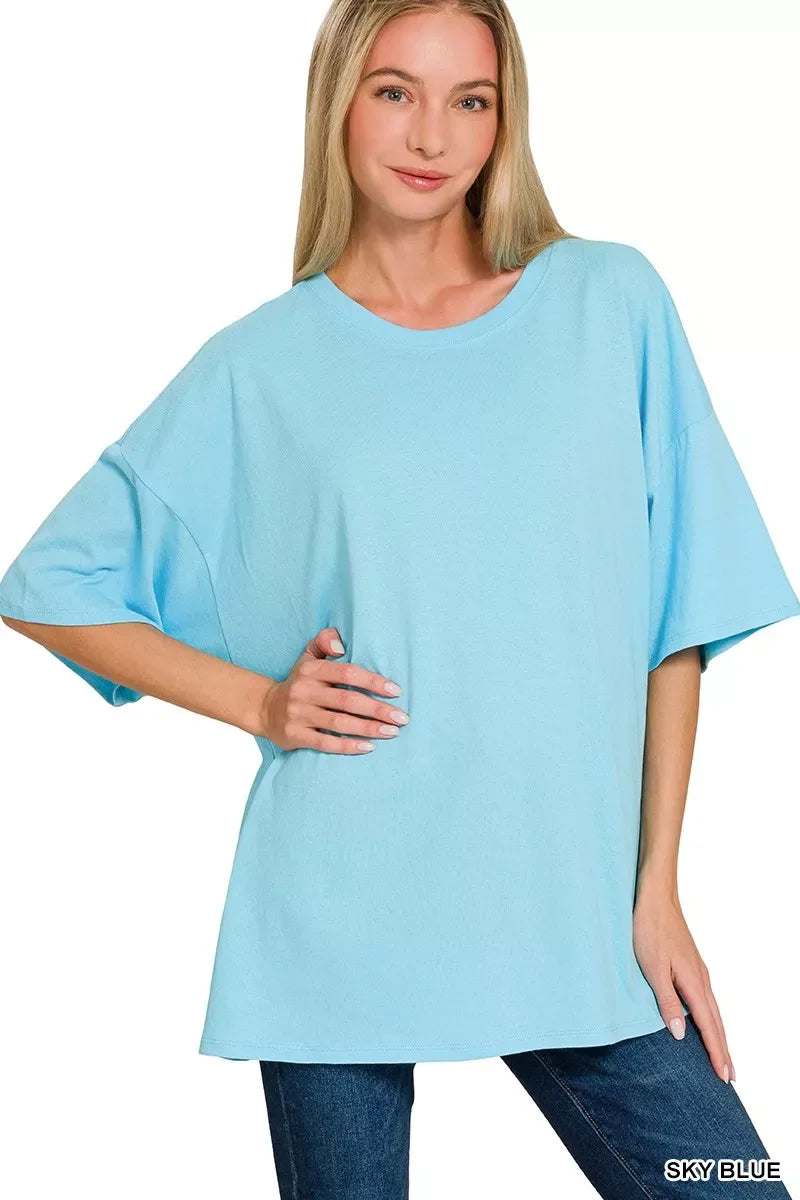 Zenana Cotton Short Sleeve Oversized Tunic Tee - Makw Official Site