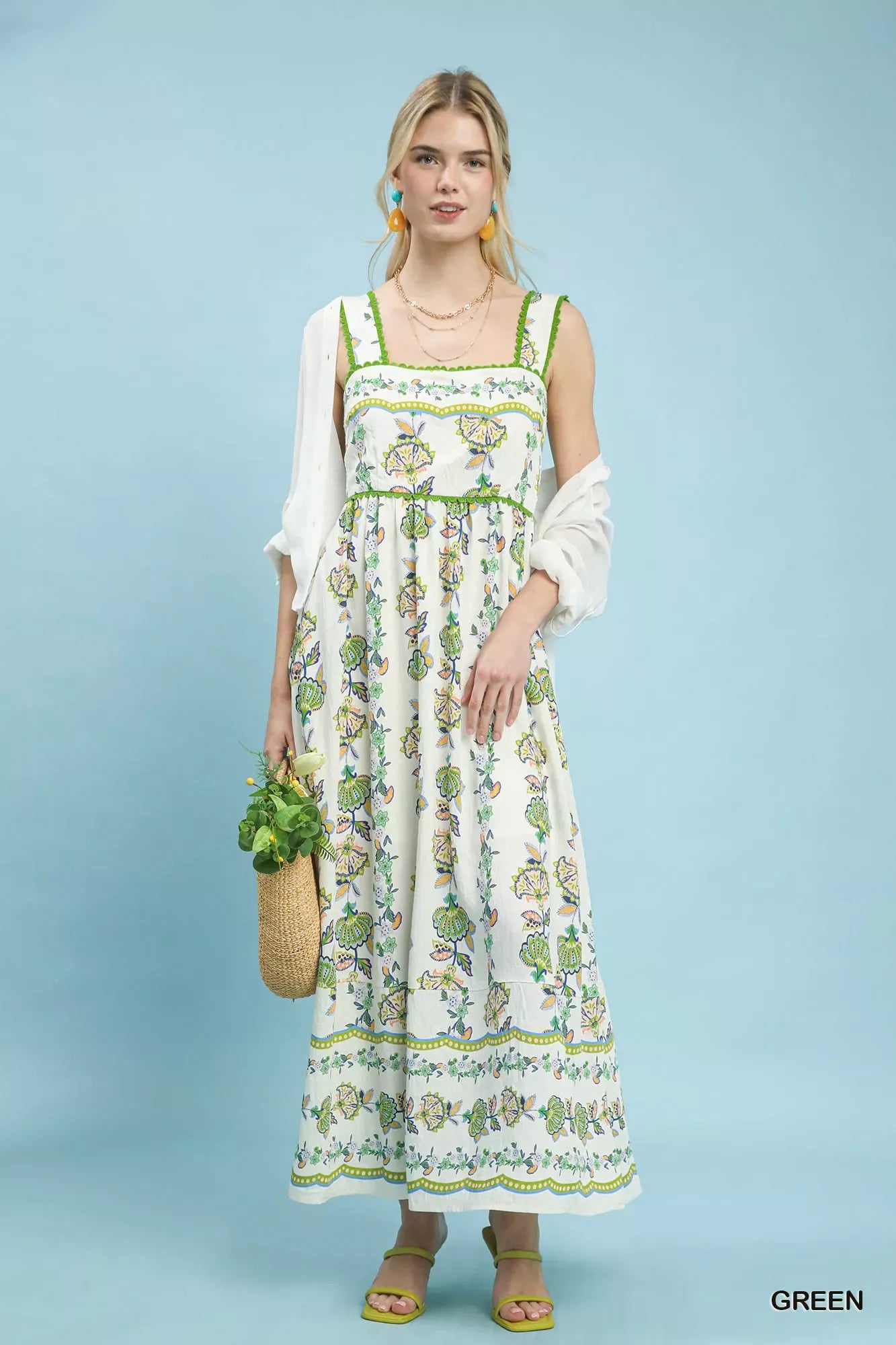 Umgee Floral Print Tiered Midi Dress - Makw Official Site