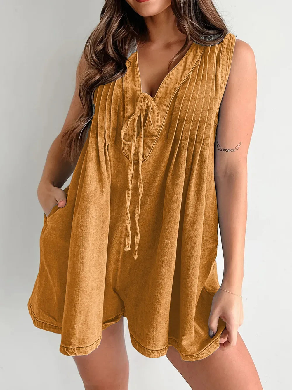 Tied Romper with Pockets - Makw Official Site