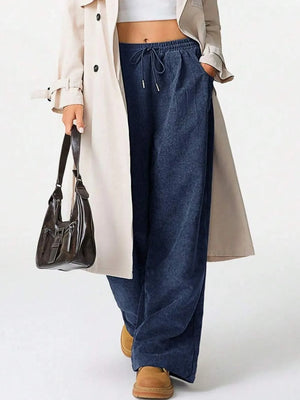 Drawstring Wide Leg Pants - Makw Official Site